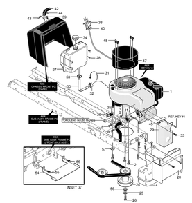 Engine And Control Assembly Diagram and Parts List for 40317X50C 2001 Briggs and Stratton Lawn Tractor